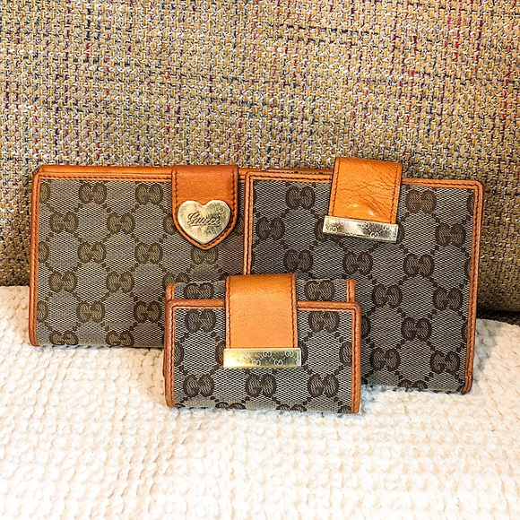 Auth GUCCI GG Monogram Canvas Burned Orange Leather Trifold Key Card Holder - Picture 16 of 16